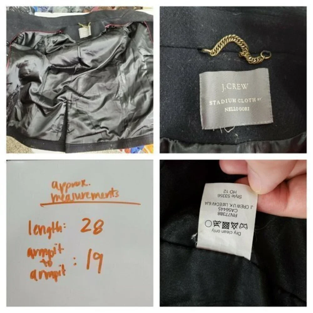 J Crew Majesty Pea Coat‎ M 8 Stadium Cloth Nello Go - Picture 5 of 5